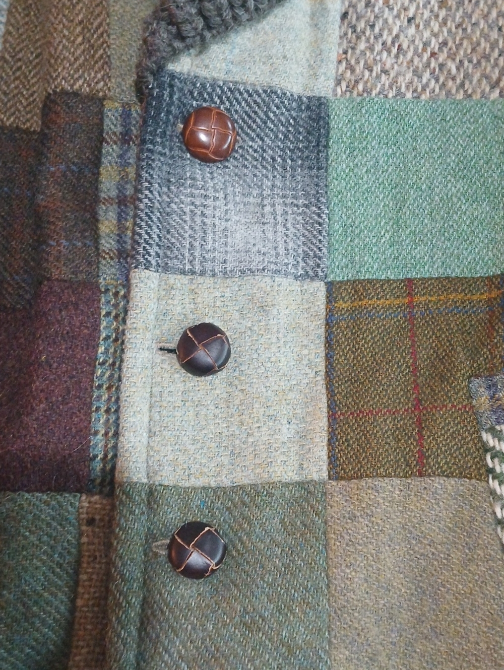 Mens Vintage Hanna Hats Of Donegal Wool Patchwork Sweater Jacket - Medium - Picture 5 of 13